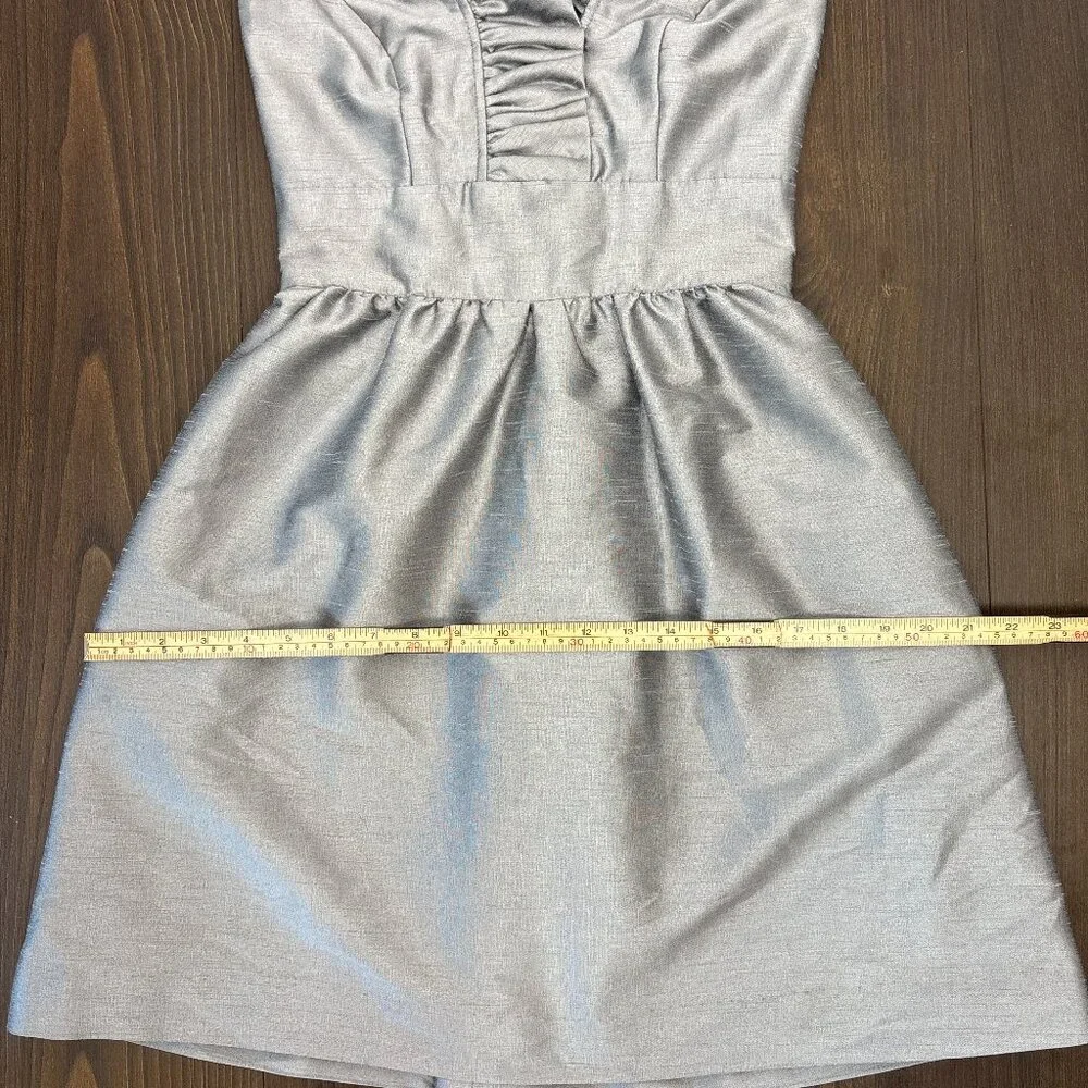 Alfred Sung Women’s Size 0 Silver Gray Halter Cocktail Dress Pockets Ruffle Neck